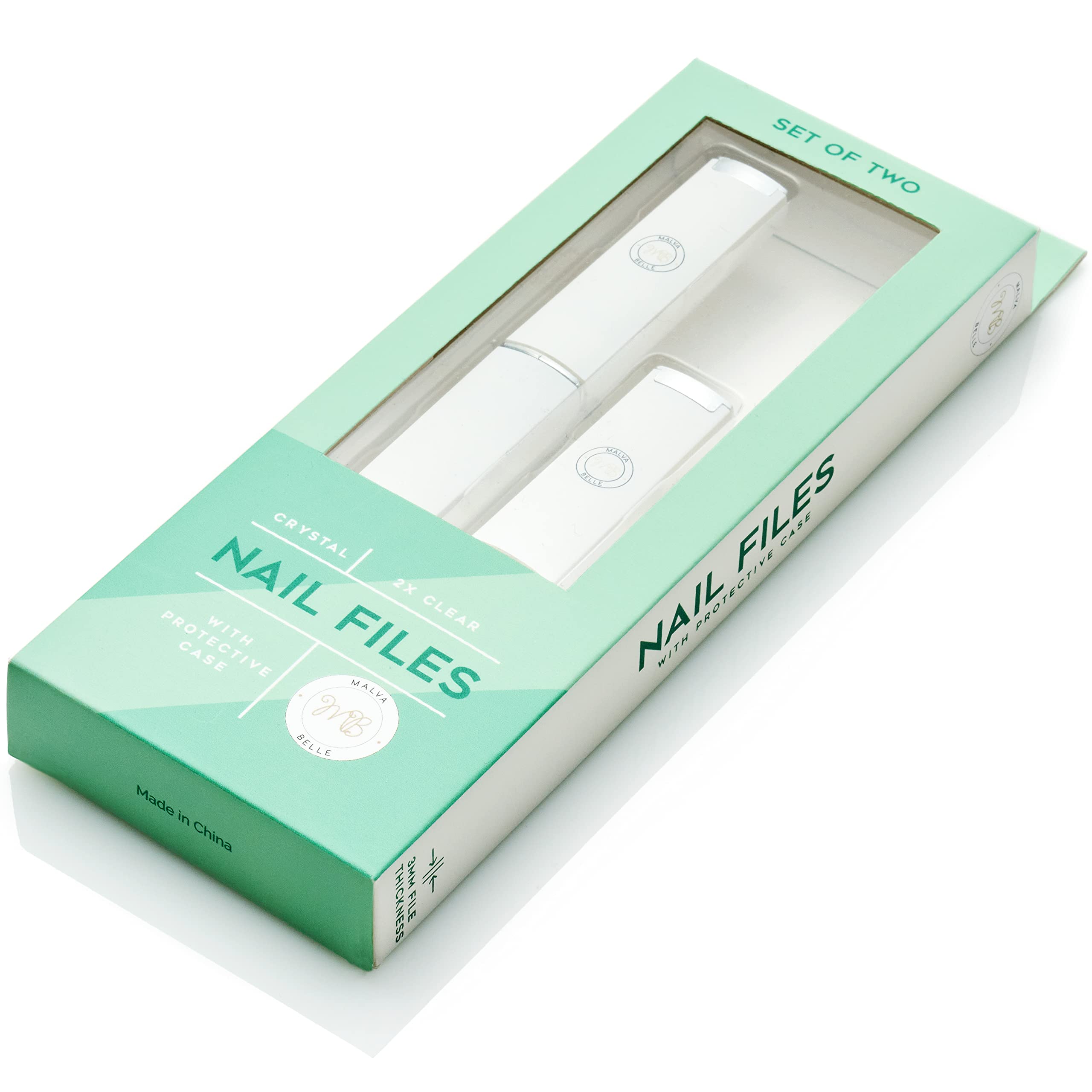 Premium Crystal Glass Nail File Set for Women - Professional Nail Shaper & Travel Case - 3mm Heavy Duty Nail File for Natural & Gel Nails - White Nail Care Essentials | Perfect for Home Manicures, Travel & Salon Use