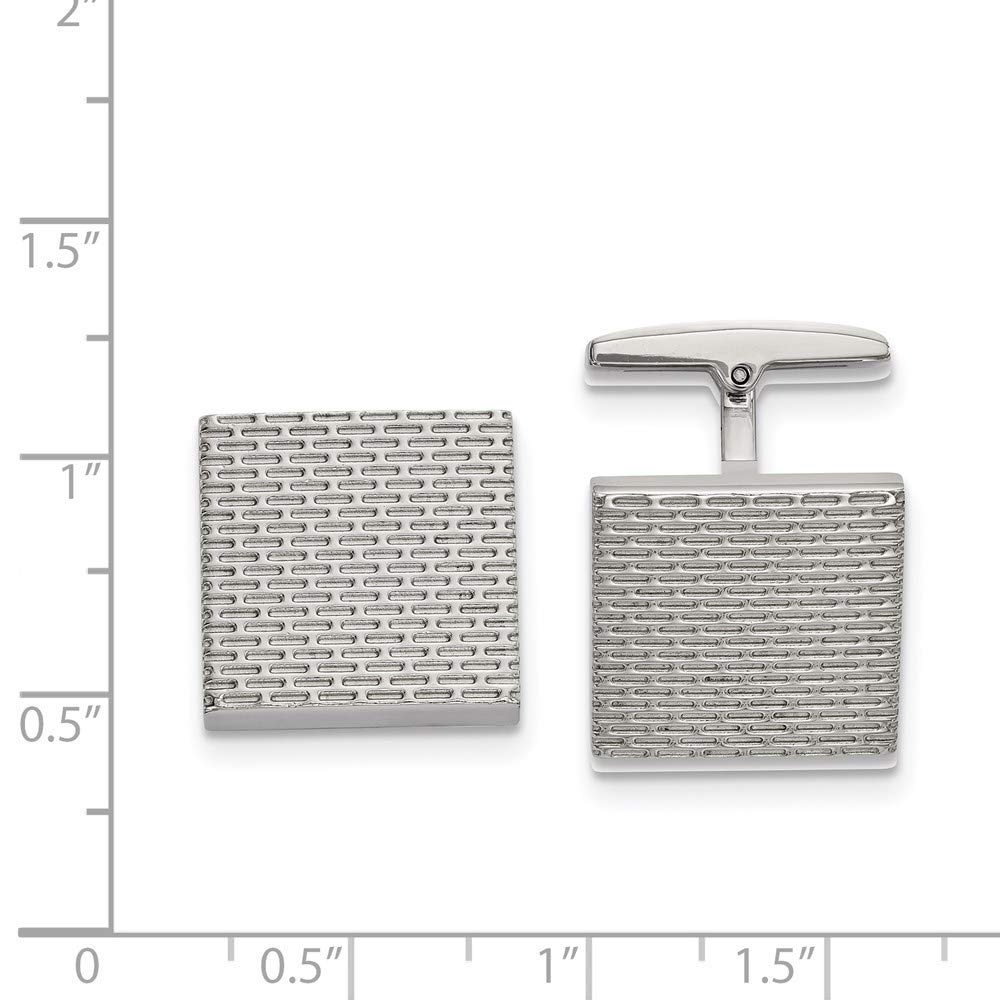 The Black Bow Stainless Steel Polished & Textured Square Cuff Links, 17mm (5/8 Inch) - Perfect for Weddings, Business Meetings & Formal Events