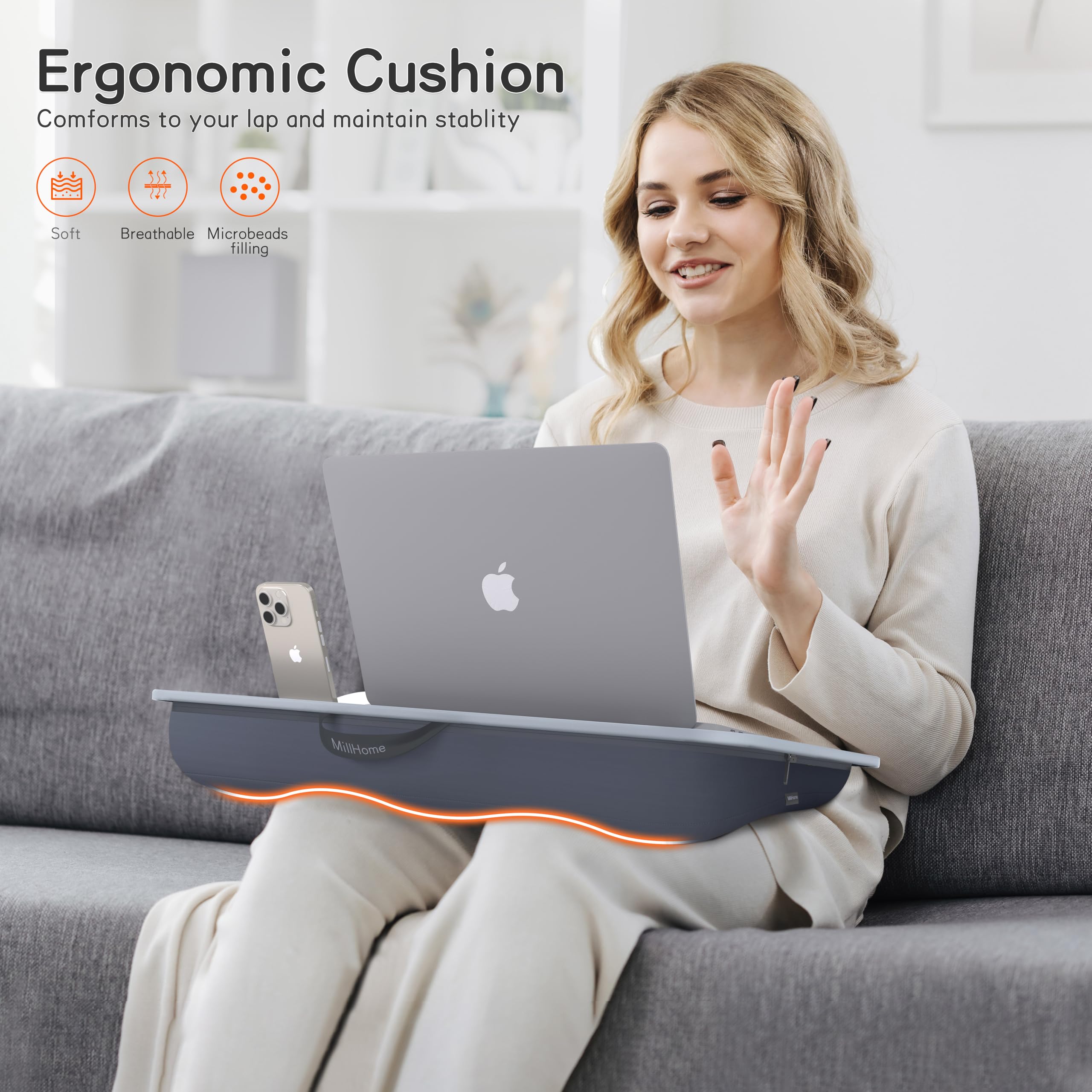 Portable Laptop Lap Desk with Cushion for 17