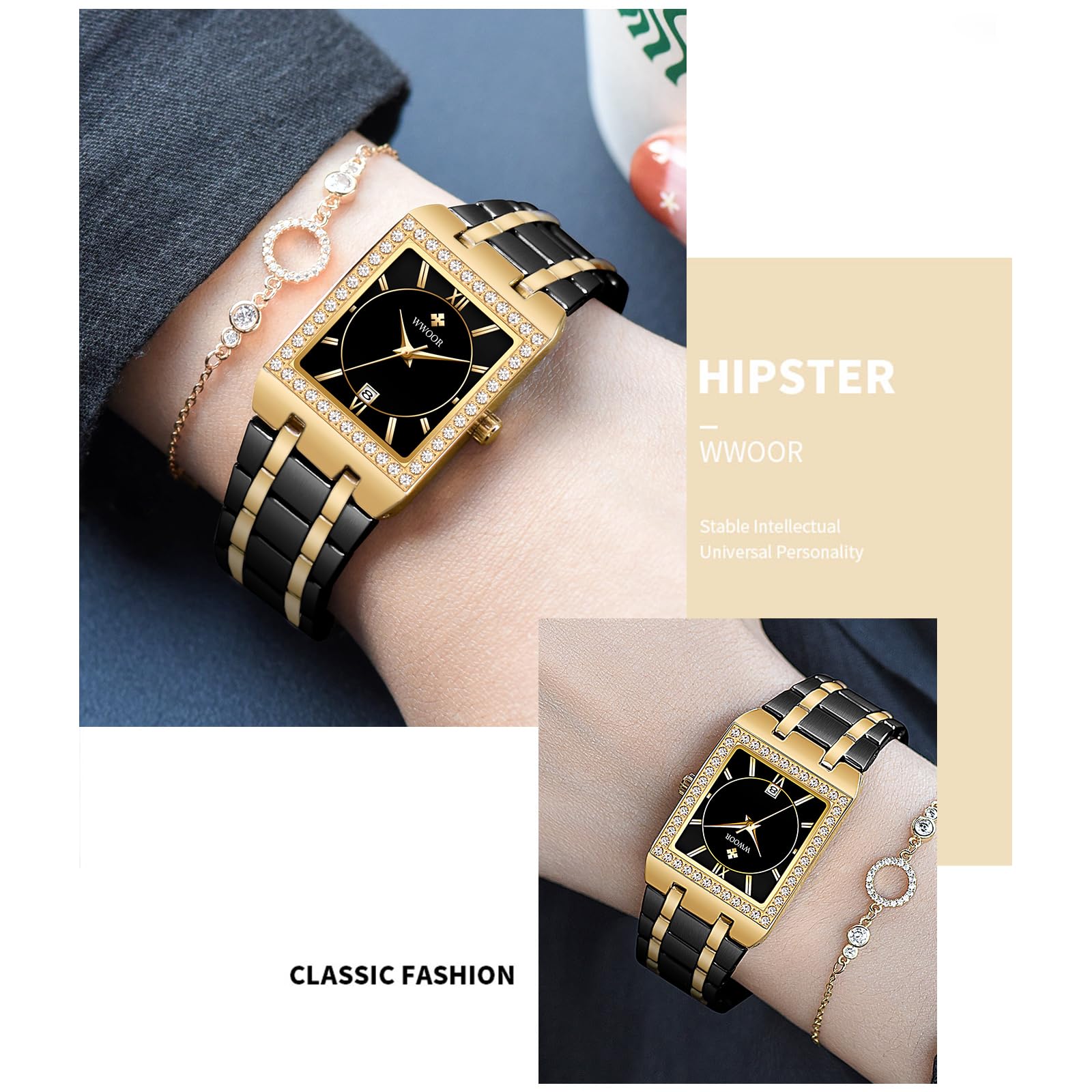Fashion Women's Bracelet Watch - Diamond Analog Quartz, Waterproof Stainless Steel for Daily Wear