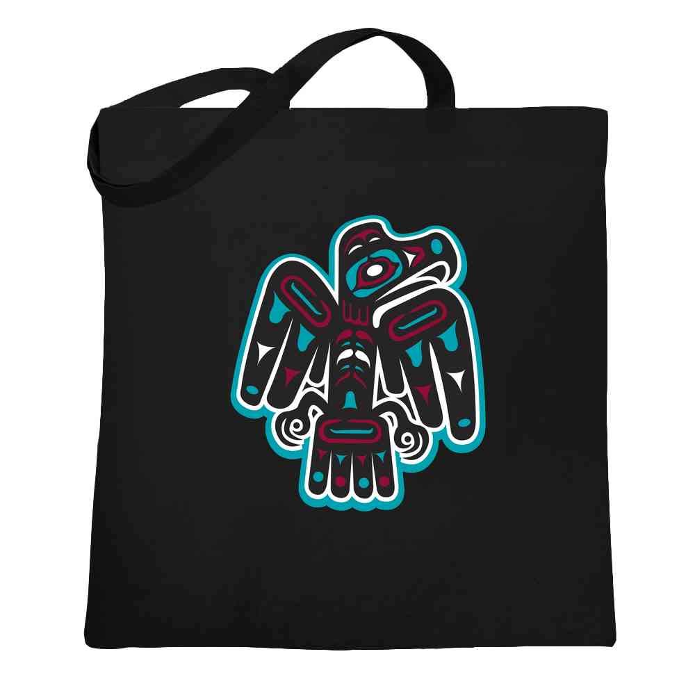 Native American Thunderbird Eagle Totem Symbol Art - 15x15 Inches Large Canvas Tote Bag for Women & Men | Eco-Friendly Shopping, Beach, Grocery & Work Bag