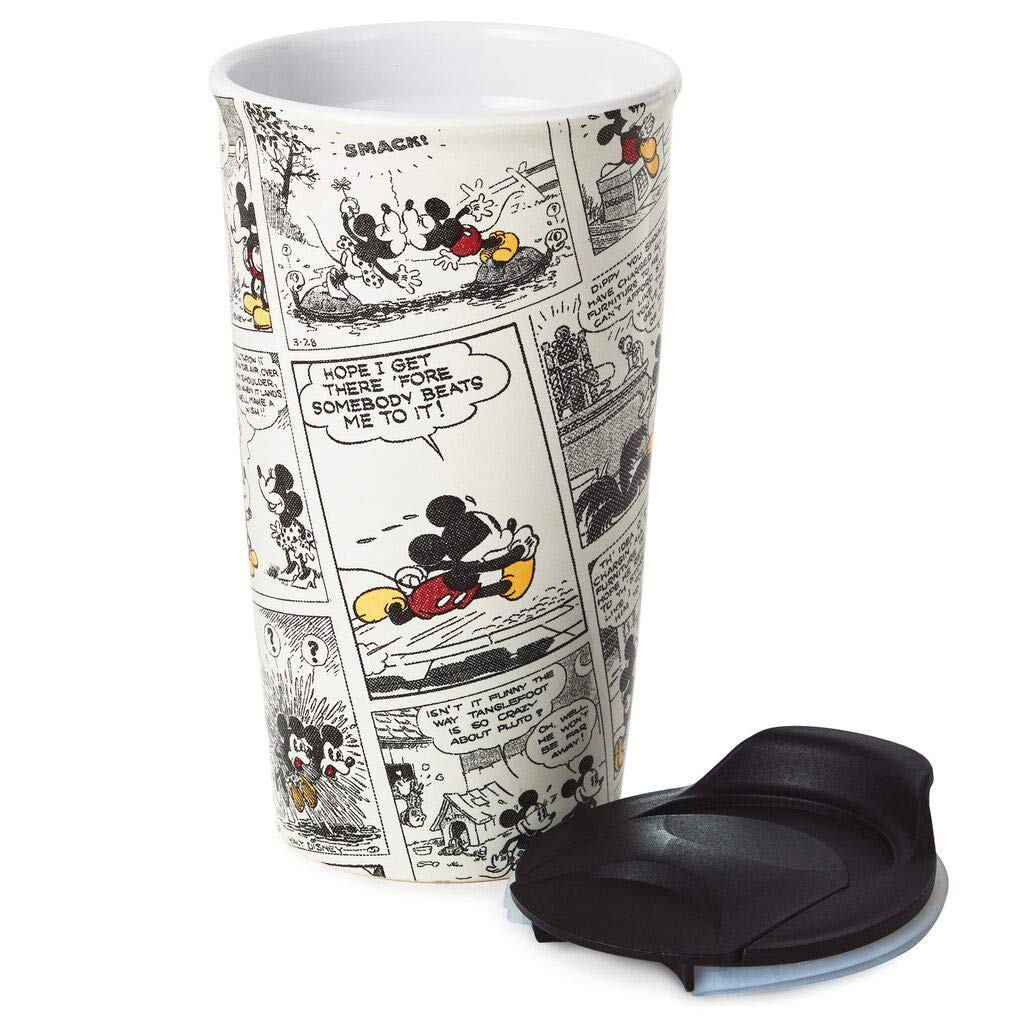 Disney Mickey Mouse Comic Strip Insulated Travel Mug - 16oz Stainless Steel Coffee Tumbler with Lid, Perfect for Commuting, Office & Outdoor Adventures