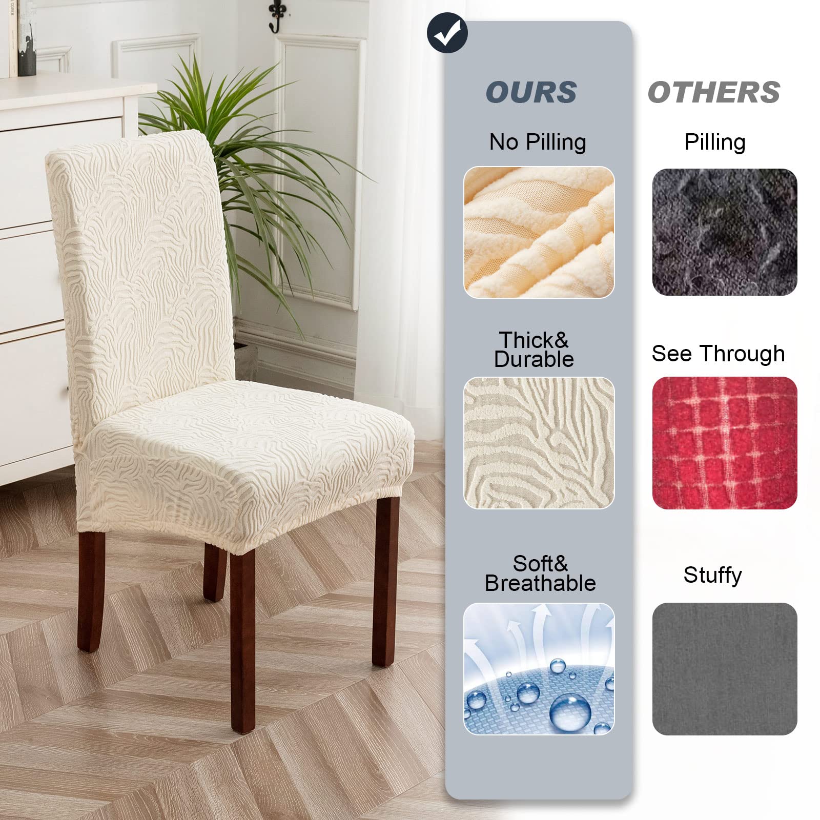 Stretch Dining Chair Covers 4-Pack - Washable & Removable for Kitchen & Dining Room