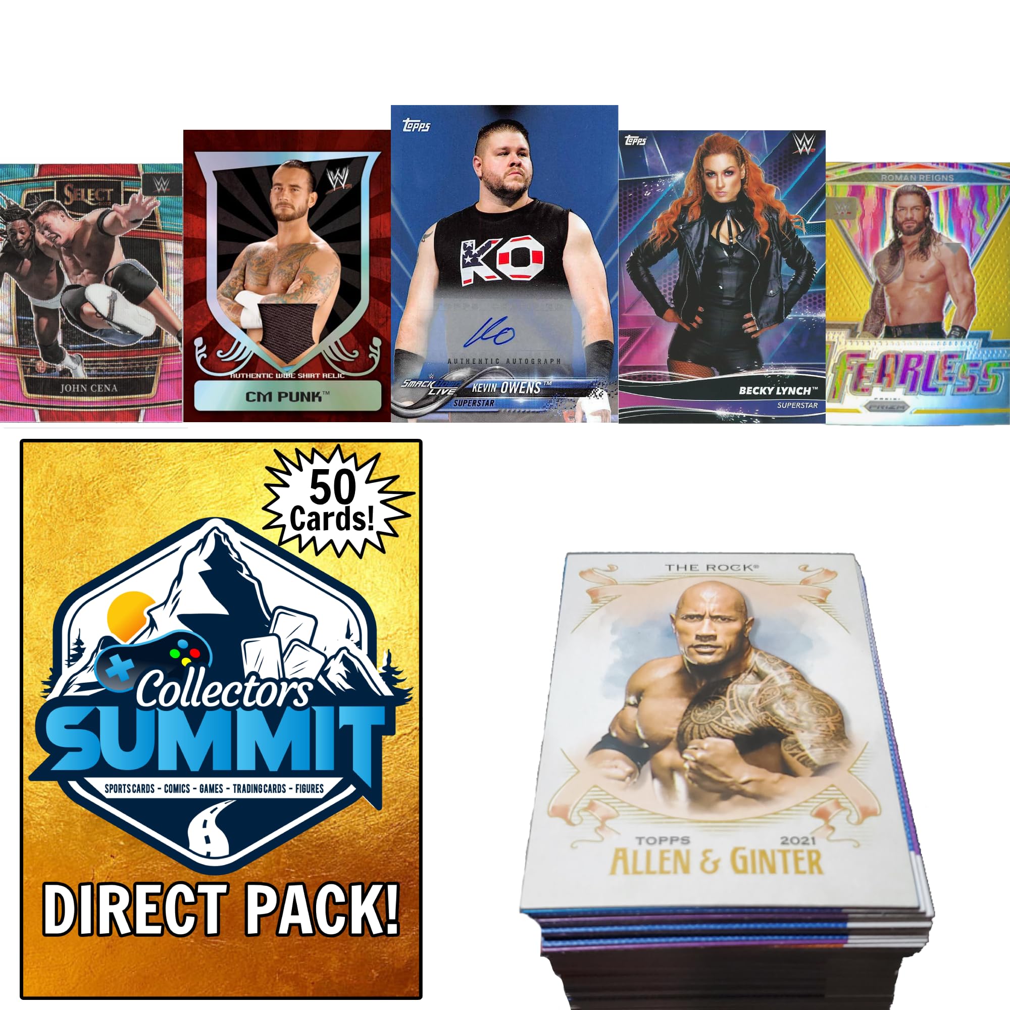 WWE Wrestling Trading Cards - 50 Card Lot with 1 Autograph or Relic, Vintage & Modern Collection (Rookies, Parallels, Hall of Famers) - Perfect for Collectors, Gifts, and Tournaments