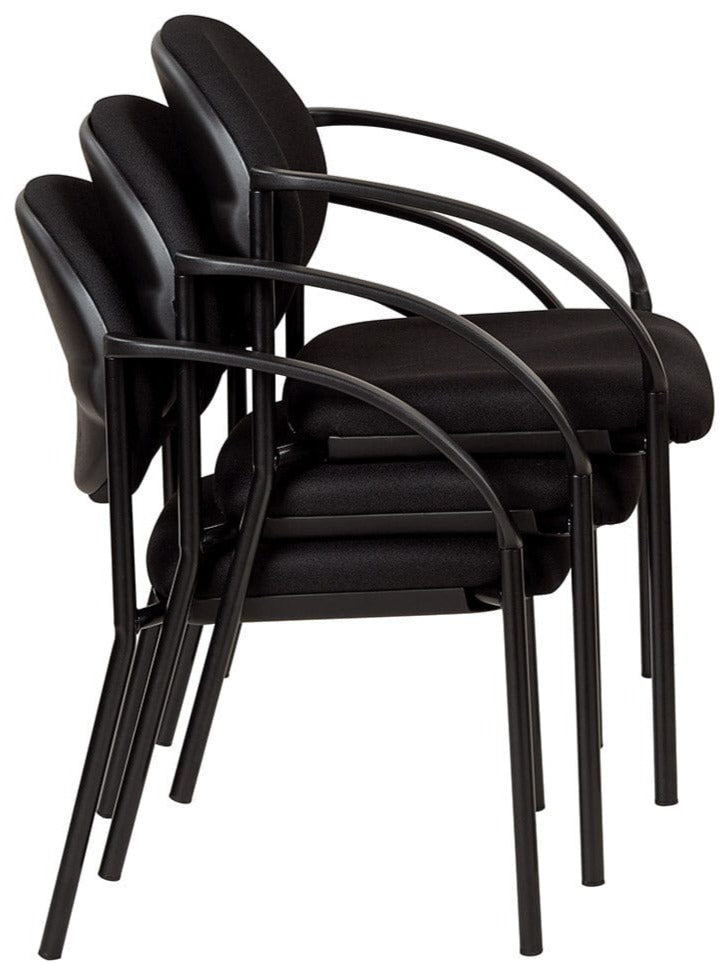 Office Star Work Smart Stacking Chair With Arms [STC3410] - Ergonomic Office Chair for Comfortable Workspace, Perfect for Home Office, Conference Rooms & Waiting Areas