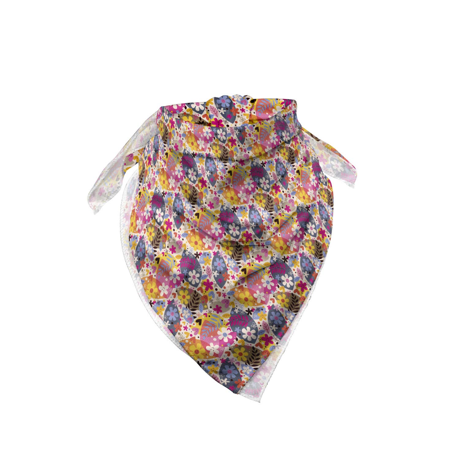 Ambesonne Floral Bandana - Spring Theme Happy Flowers Unisex Head Scarf & Neck Tie for Women, Men - Perfect for Outdoor Activities, Music Festivals, and Casual Wear