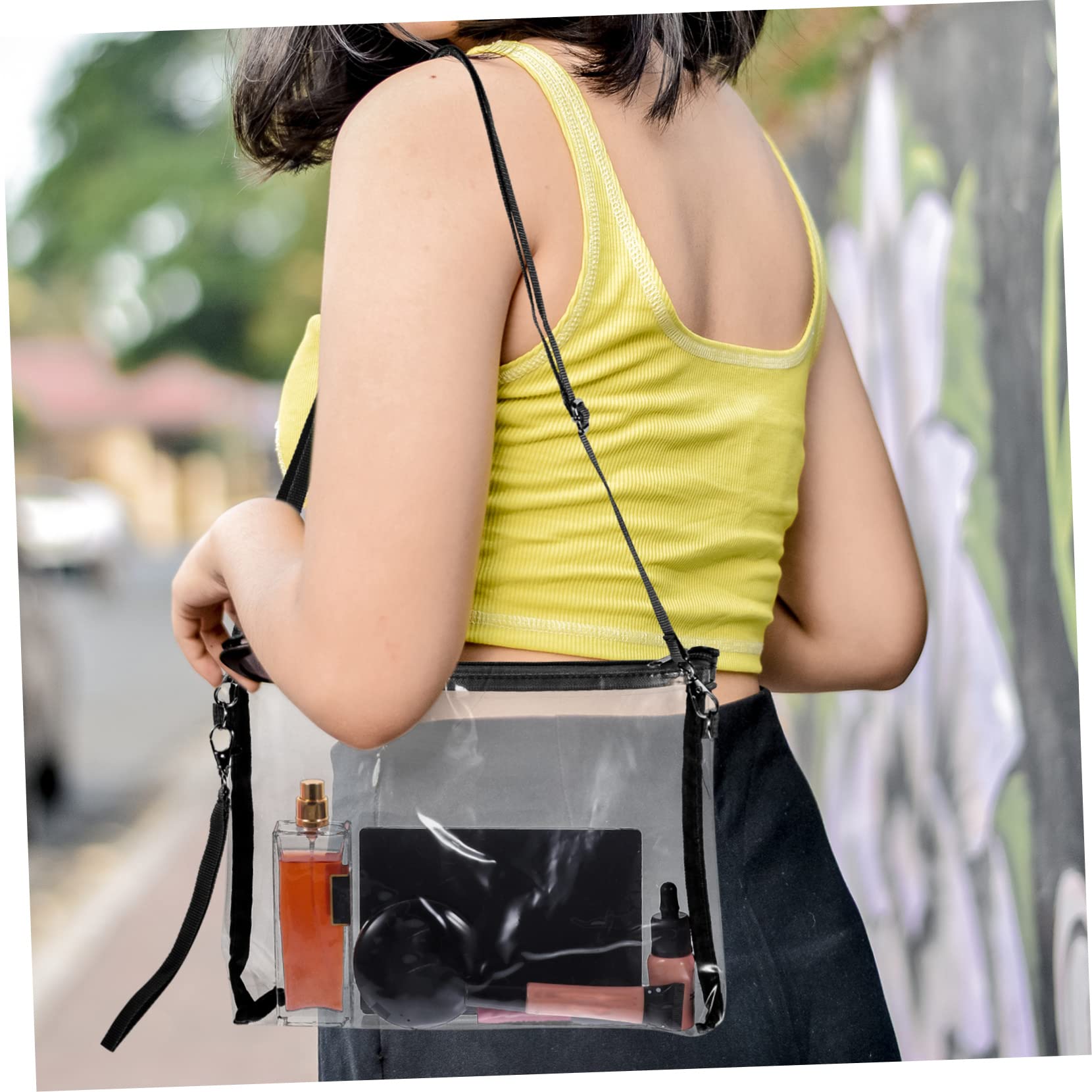 HANABASS Clear PVC Messenger Bag for Women - Transparent Crossbody Purse, Stadium Approved Tote for Concerts, Festivals & Events