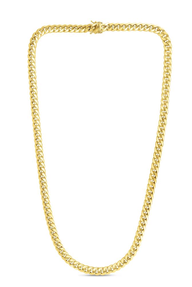 10K Gold 7.2mm Semi-Solid Classic Miami Cuban Link Chain - Perfect for Men's Jewelry, Hip Hop Style & Everyday Wear
