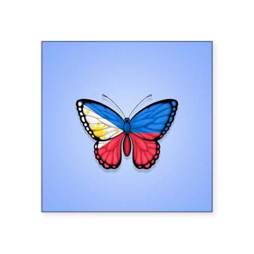 White - Filipino Flag Butterfly on Blue Sticker
