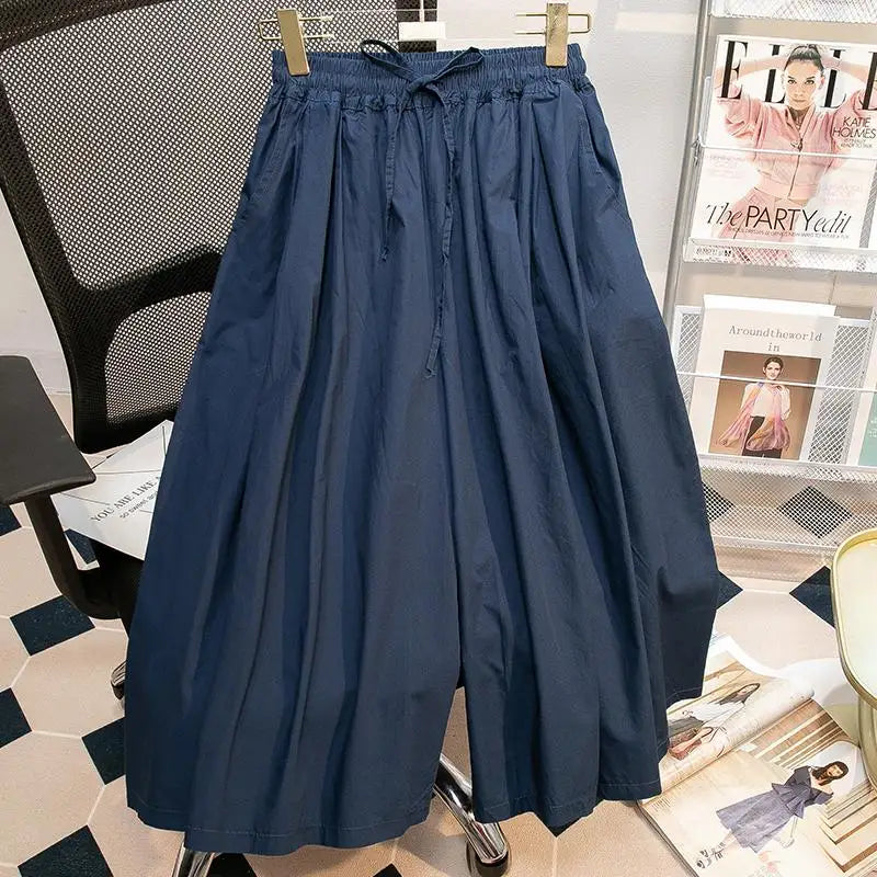 Women's Black Comfortable Summer Shorts - High Waist Elastic Lace-Up Loose Fit Wide Leg Green Blue Casual Pants | Perfect for Beach, Yoga, Travel & Everyday Wear