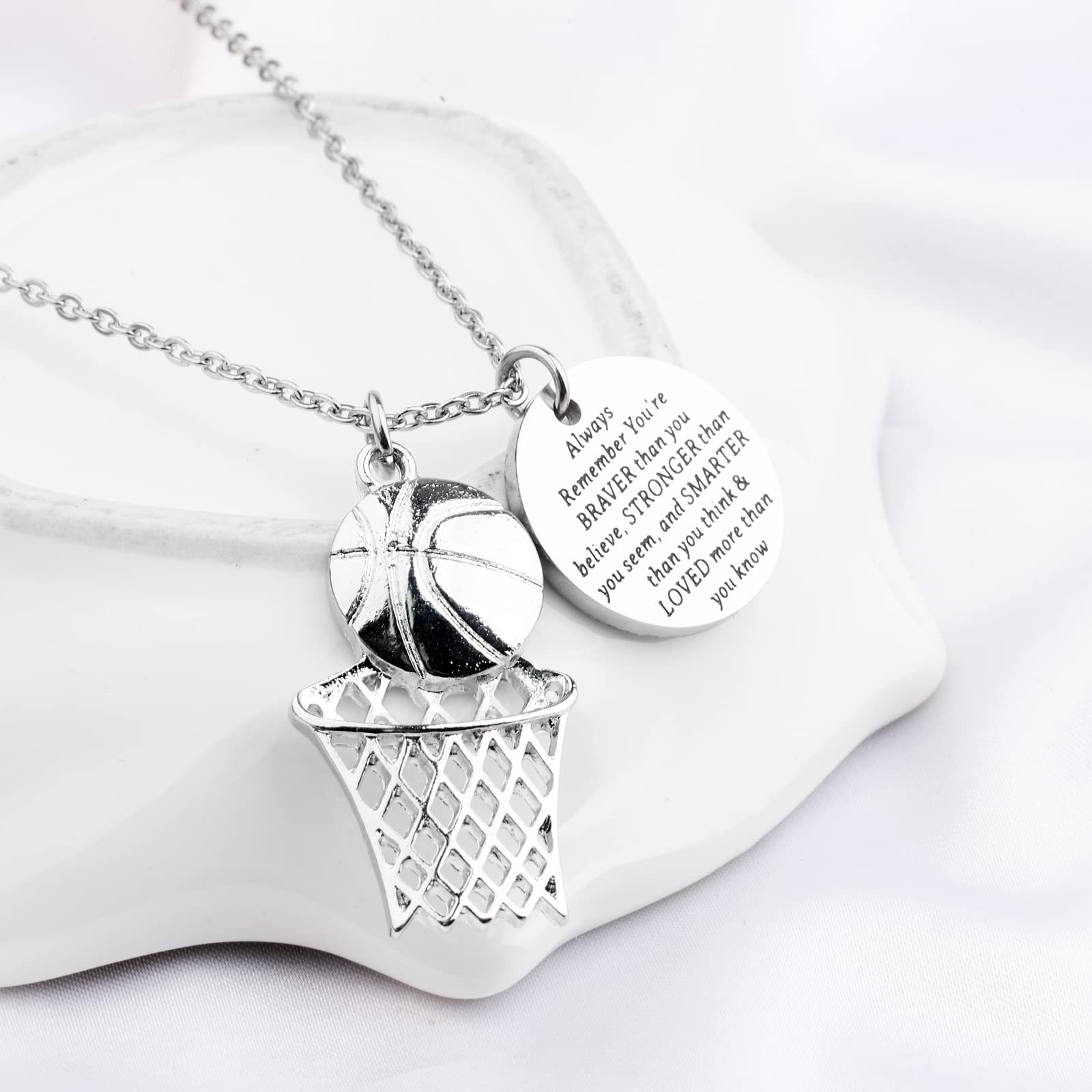 BNQL Basketball Pendant Necklace - Sterling Silver Basketball Jewelry for Men & Women - Perfect Gift for Basketball Lovers, Team Players & Fans - Great for Games, Birthdays & Sports Events