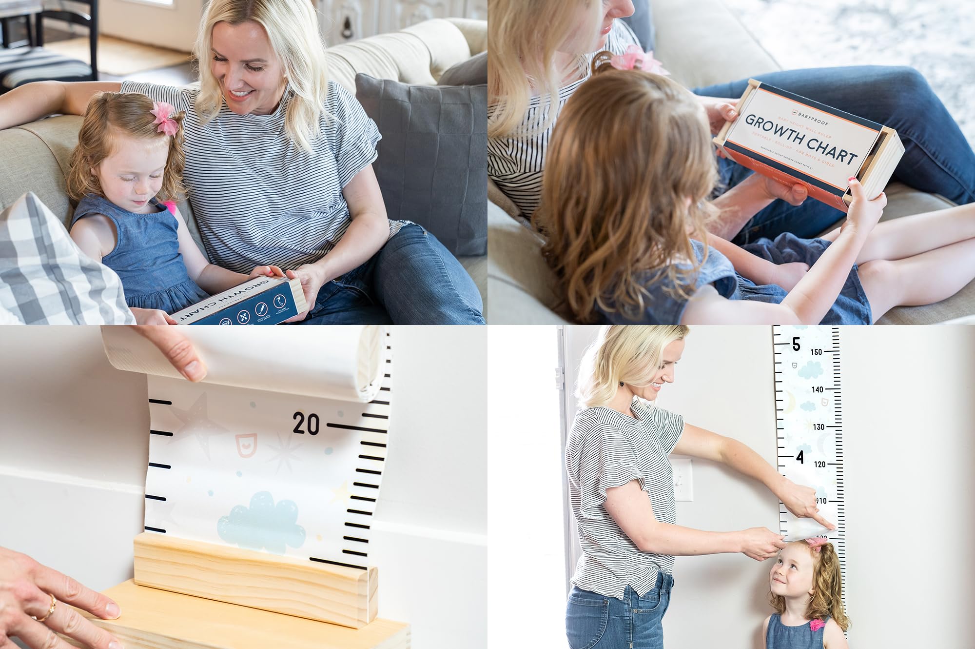 Baby Proof Kids Growth Chart - Wall Mounted Height Measurement Ruler with Wooden Keepsake Box | Perfect Nursery Decor & Meaningful Milestone Tracker for Toddlers & Children | Great for Bedrooms, Playrooms & Gift Giving