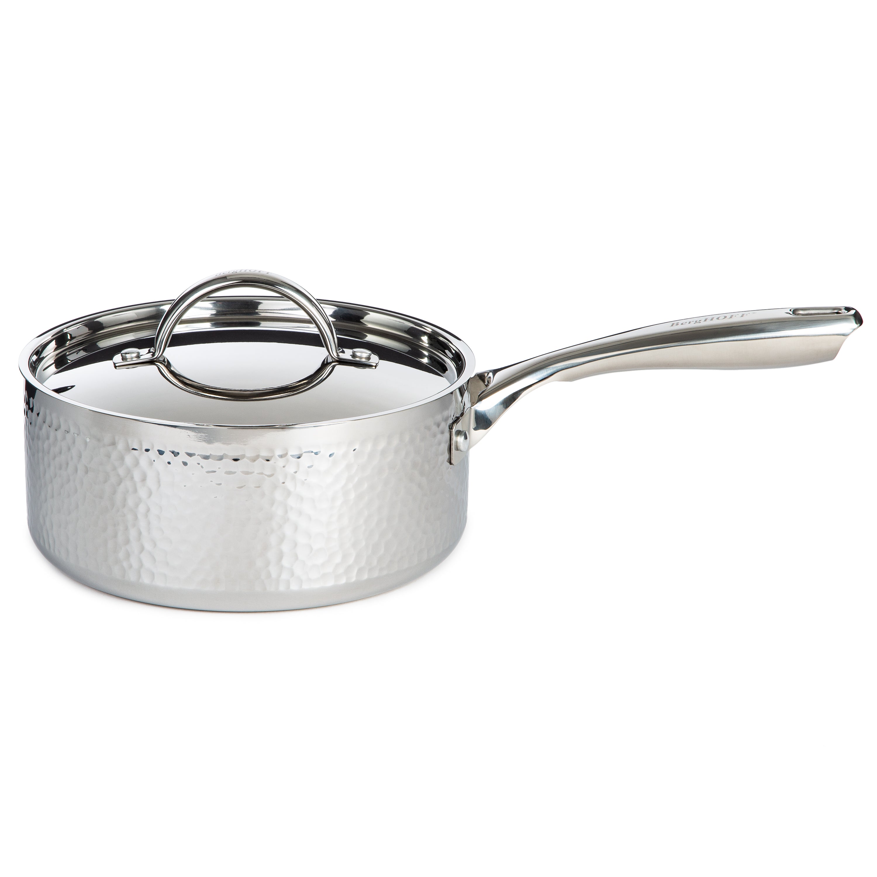 BergHOFF Vintage 13-Piece Tri-Ply 18/10 Stainless Steel Cookware Set with Spatulas & Hammered SS Lids - Premium Kitchen Cookware for Home Chefs & Professional Cooking