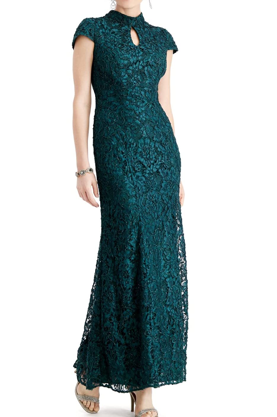 Alex Evenings Women's Long Embroidered Keyhole Cutout Formal Dress for Weddings, Parties & Special Occasions