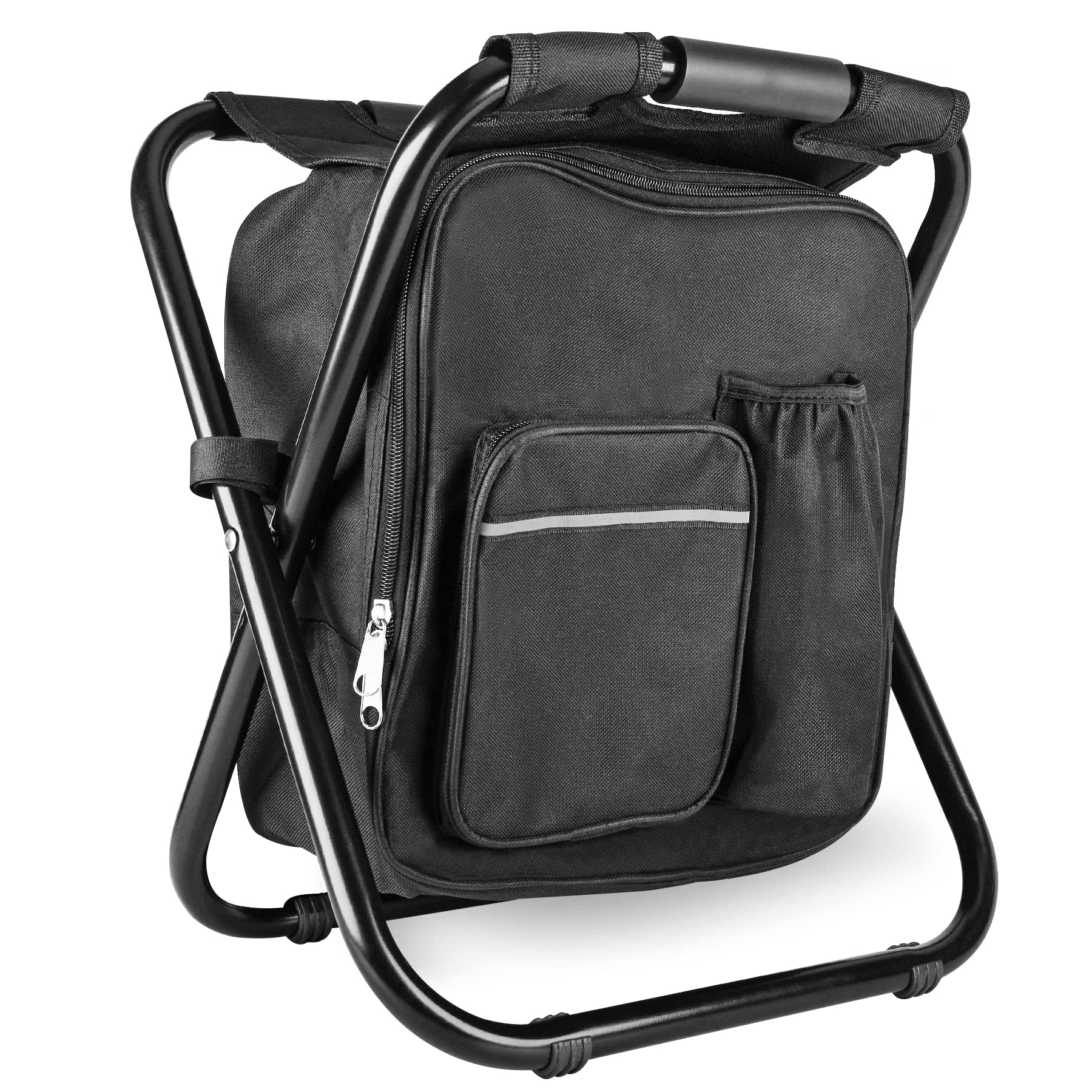 Kikerike Heavy Duty Backpack Stool Cooler Chair - 400 LBS Capacity, Portable & Lightweight Folding Design for Camping, Hunting, Fishing - Black | Perfect for Outdoor Adventures, Picnics, and Beach Trips