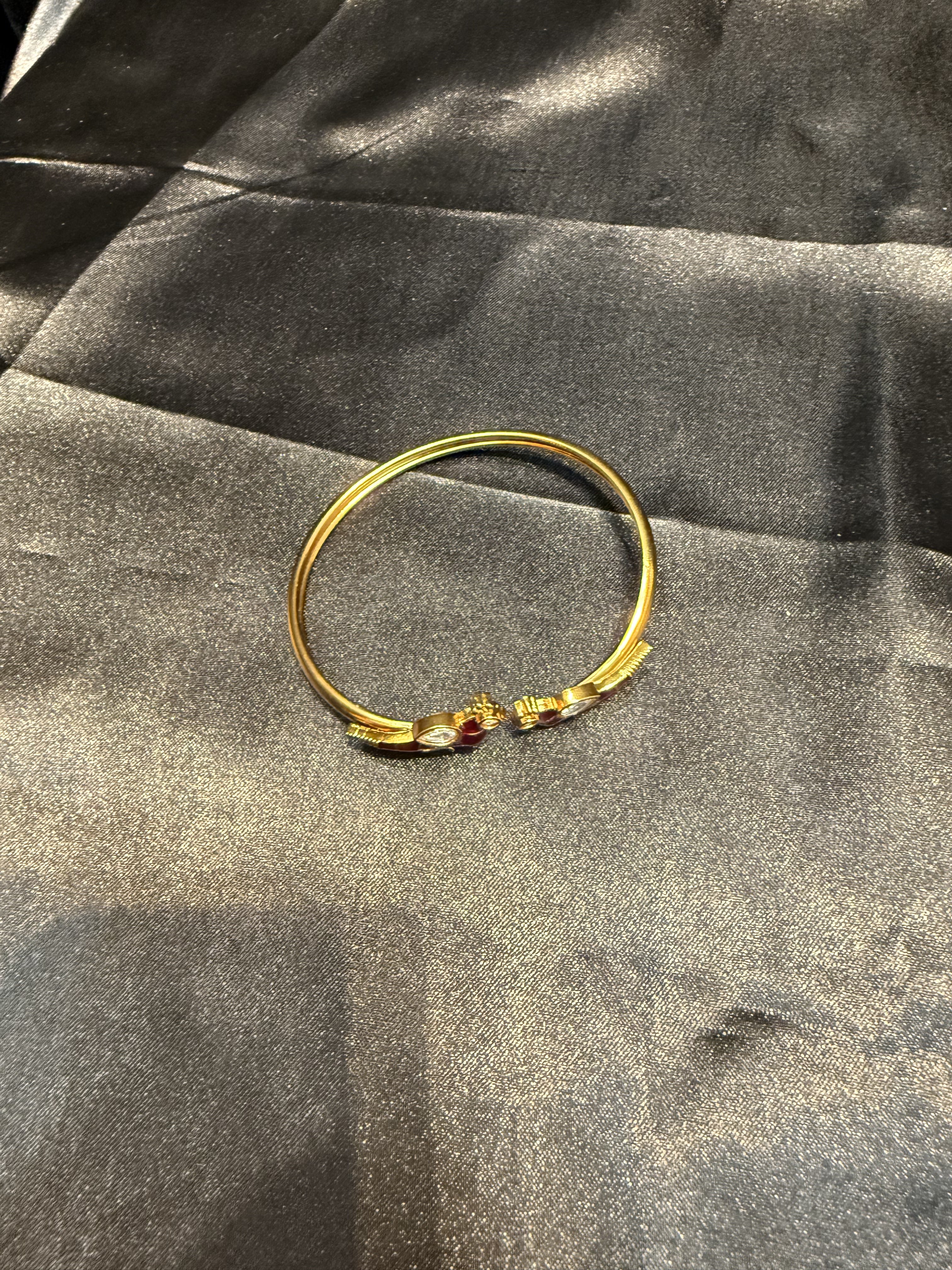 Elegant Gold Plated Peacock Design Bracelet with Hot Pink & White Stones - Perfect for Parties, Weddings & Special Occasions