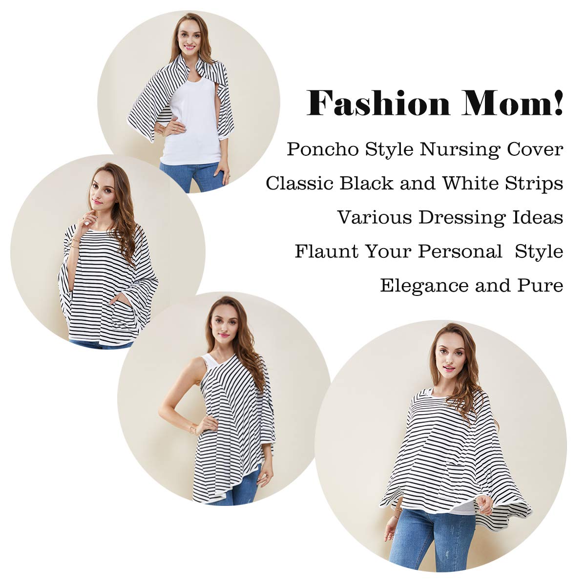 Nursing Cover & Poncho - 360° Privacy Breastfeeding, Stroller & Car Seat Cover - Baby Shower Gift for Boys & Girls