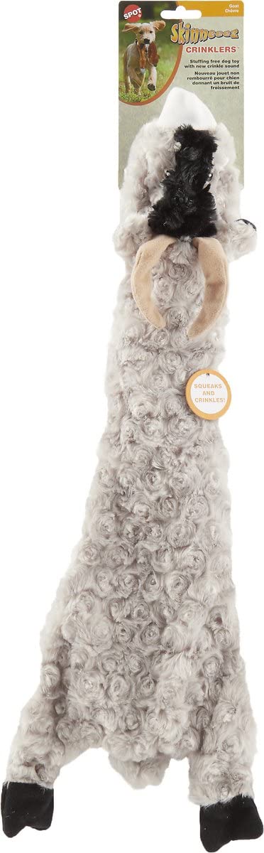 SPOT by Ethical Products Skinneeez Crinklers - Stuffless Crinkle Dog Toy with Squeaker for Small & Large Breeds | Interactive Tug-of-War Play | Durable Squeaky Chew Toy for Puppies & Adult Dogs (Goat Design, Large Size) - Perfect for Indoor Play, Training Rewards & Bonding Time