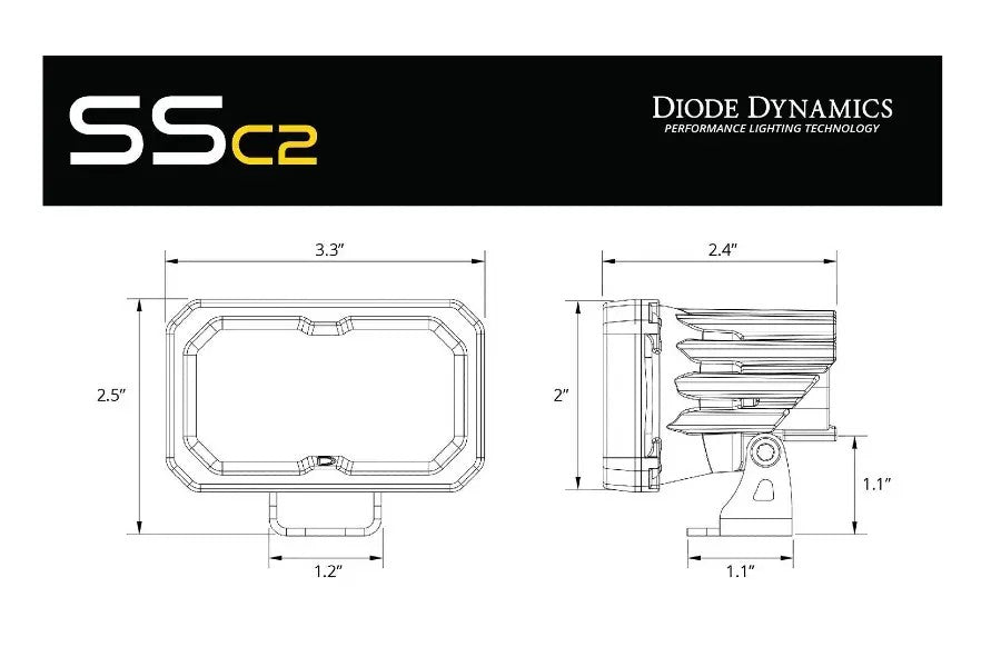 Diode Dynamics SSC2 2-Inch Sport LED Driving Pod Light - ABL Approved - High Performance Off-Road Lighting for Trucks, Jeeps & ATVs - Perfect for Night Driving, Camping & Outdoor Adventures