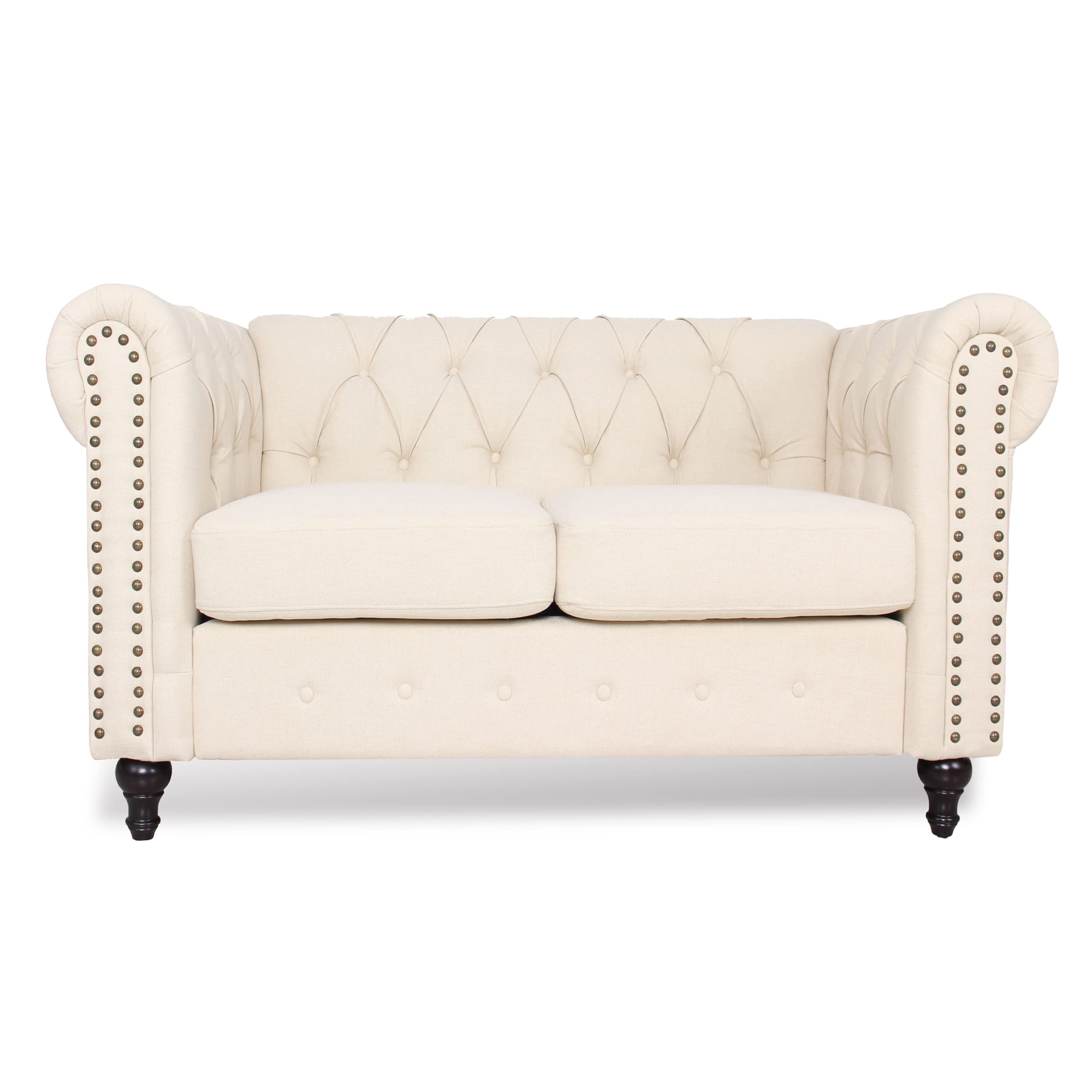 Chesterfield Sofa with Nail-Head Trim - Modern Fabric Tufted Couch for Living Room & Office - Elegant Accent Chair Set - Perfect for Home Decor, Lounge & Entertainment Spaces