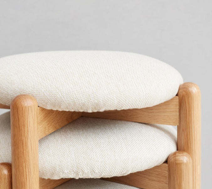 Solid Oak Wood Makeup Stool - Durable & Stylish Vanity Seat for Bedroom, Bathroom, or Dressing Room