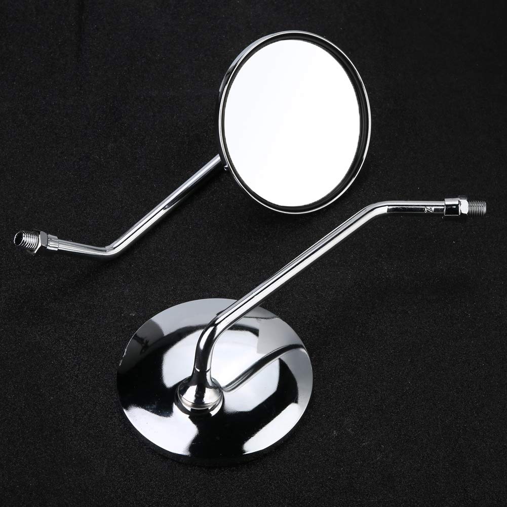 10mm Motorcycle Rear Mirrors - 2pcs Round Silver for Safe Riding