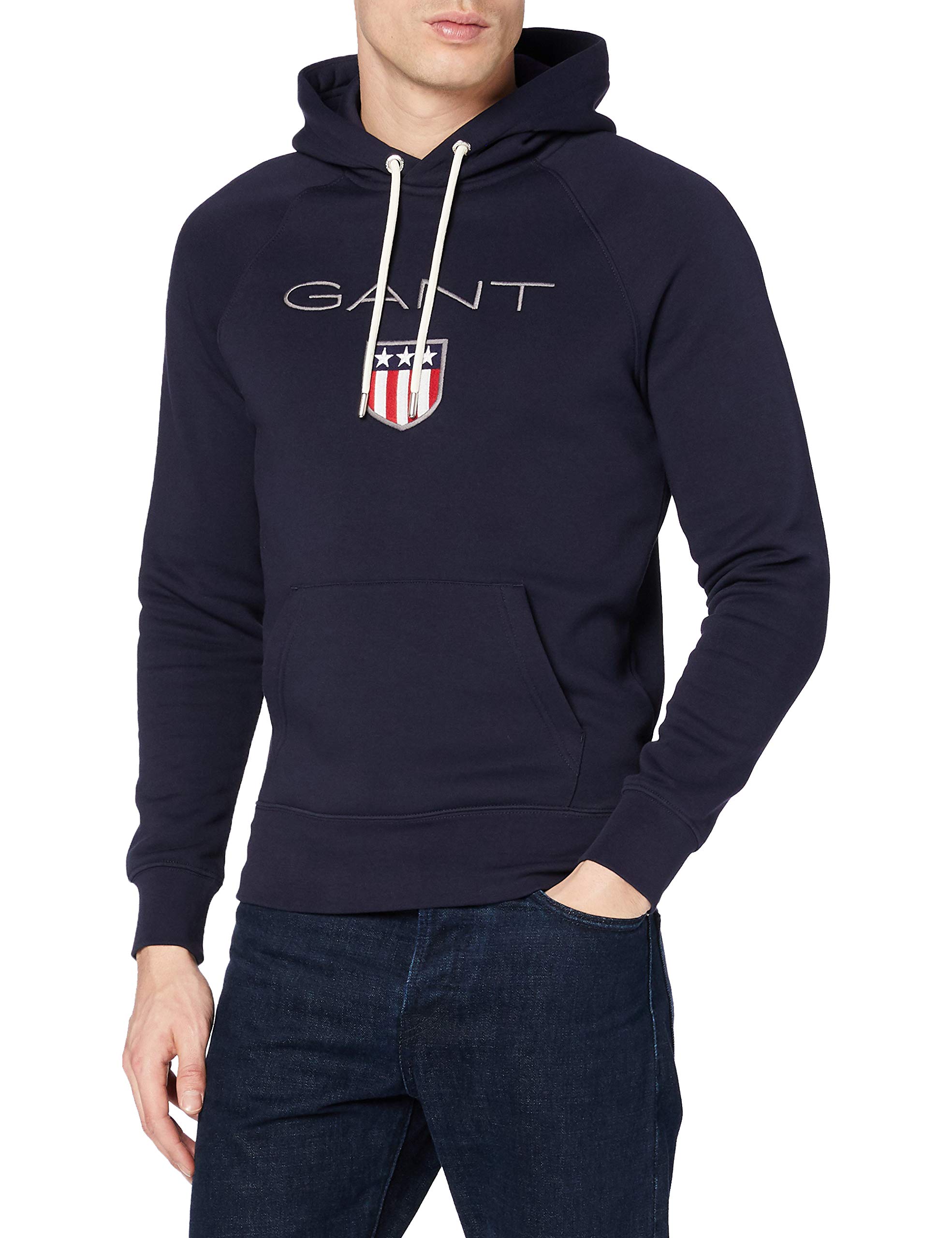 GANT Men's Shield Hoodie - Lightweight Fleece-Lined Pullover with Kangaroo Pocket | Casual Winter Wear for Outdoor Activities & Street Style Fashion