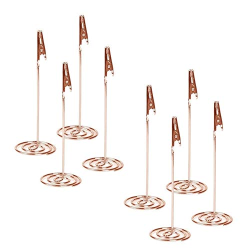 Rose Gold Alligator Clip Holder Stand - 12pcs Photo Card Paper Note Clips for Scrapbooking, Bulletin Boards & Office Organization - Durable Metal Clips for Pictures, Documents & Crafts