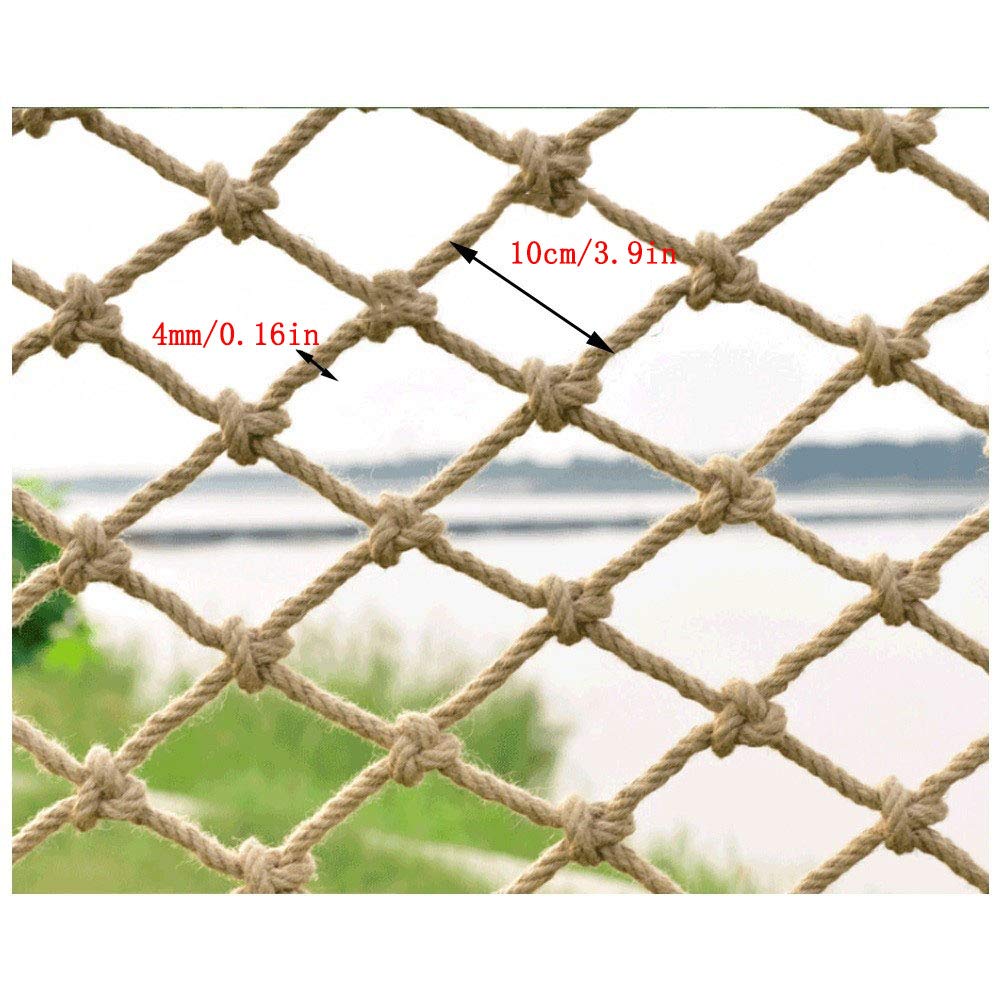 Premium 4mm Hemp Rope Net - 10cm Mesh Garden Bundling, Fitness & Decorative Net for Ceiling, Hammocks, DIY Projects | Perfect for Outdoor Activities, Home Decor & Yoga Accessories