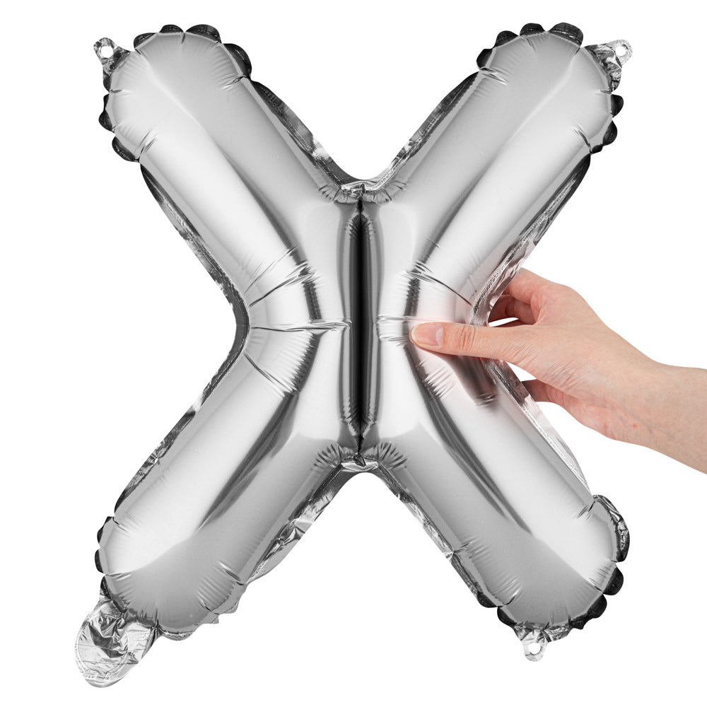Balloonify Silver Mylar Letter X Balloon - 16 Inch Large Foil Alphabet Balloon (1 Count) for Birthday Parties, Baby Showers & Graduation Decorations