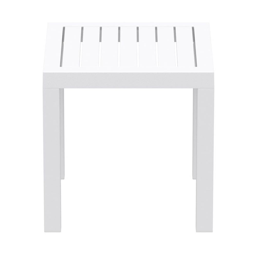 White 2-Piece Square Resin Patio Side Table Set by Home Square - Perfect for Outdoor Lounging, Poolside Relaxation & Garden Decor