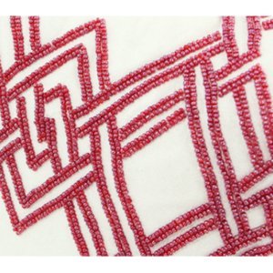 Luxury Red Handmade Textured Check Beaded Pillow Cover 20