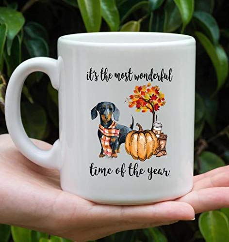 11OZ Dachshund Themed Coffee Mug - Cute Wiener Dog Design Ceramic Cup for Coffee, Tea & Hot Drinks - Perfect Gift for Dog Lovers & Home/Office Use
