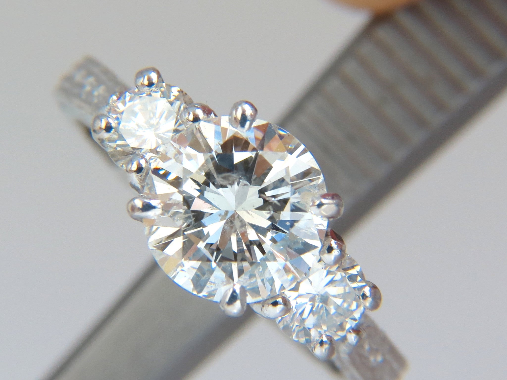 1.92ct Round Diamond & 0.50ct Side Diamonds Platinum Engagement Ring for Wedding, Proposal, Anniversary Gift