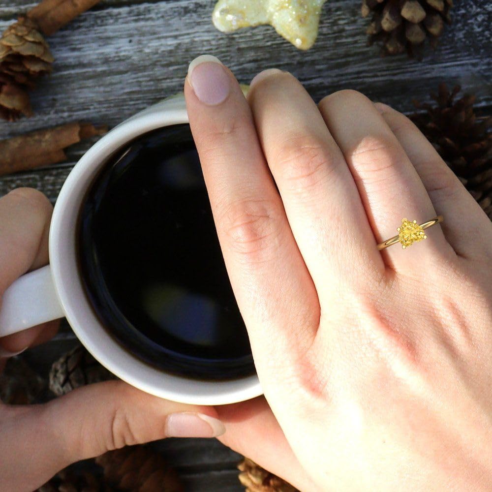 2.0ct Heart Cut Canary Yellow Simulated Diamond Ring in 14k Gold for Engagement & Anniversary