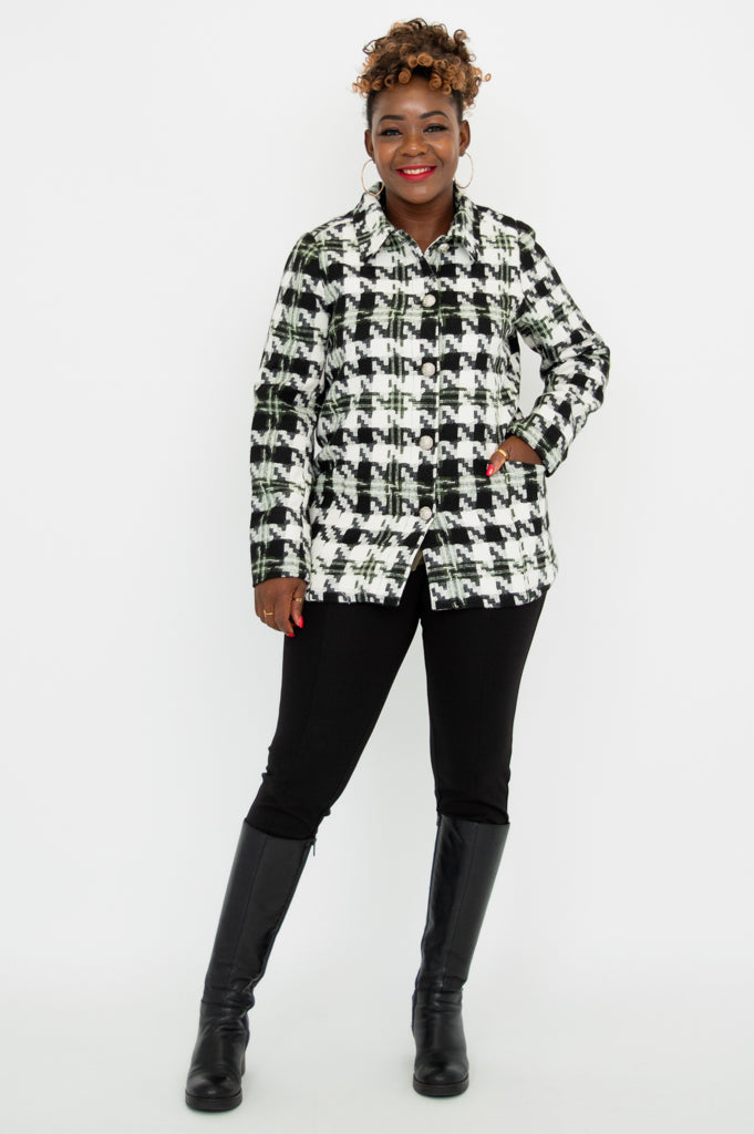 Cherie Houndstooth Coat for Women - Classic Wool Blend Winter Jacket with Pockets | Perfect for Office, Parties & Cold Weather Fashion