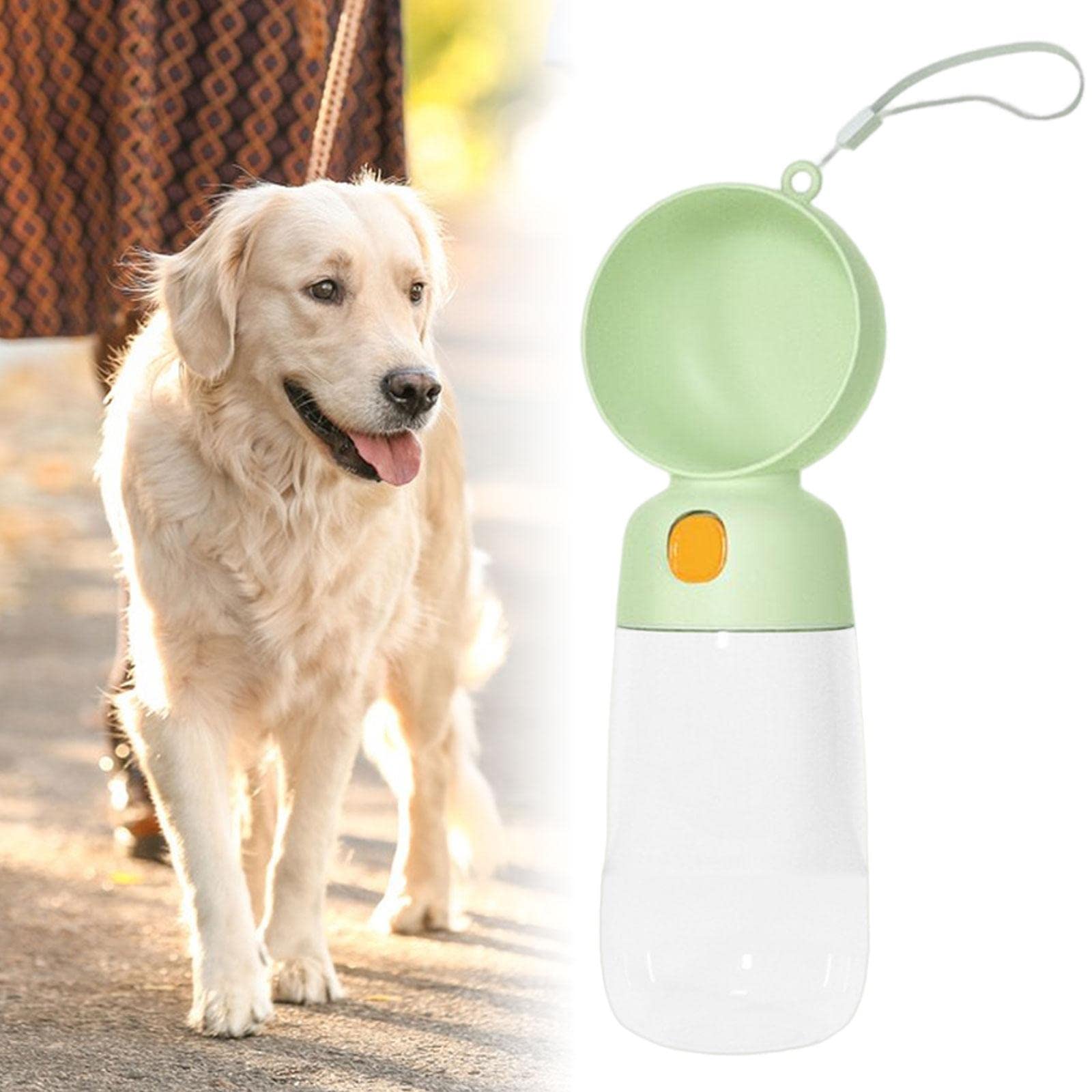 Enakshi 565ml No-Spill Dog Water Bottle with Bowl - Portable Pet Water Dispenser for Travel, Hiking & Outdoor Activities | Green | Dog Supplies, Dishes & Feeders