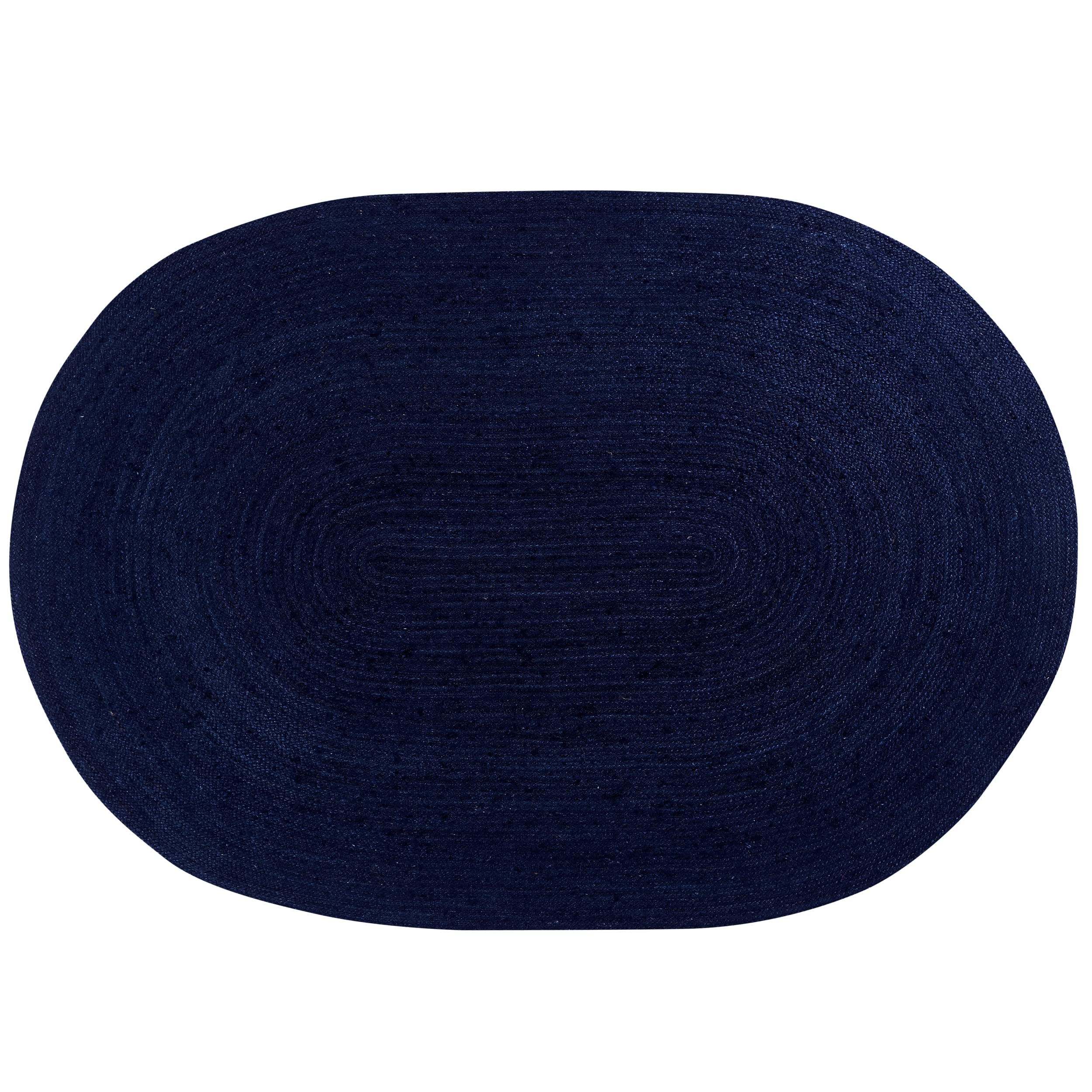Handwoven Natural Jute Braided Area Rug - Soft, Eco-Friendly 3'x5' Navy Blue Floor Mat for Living Room, Bedroom & Home Decor