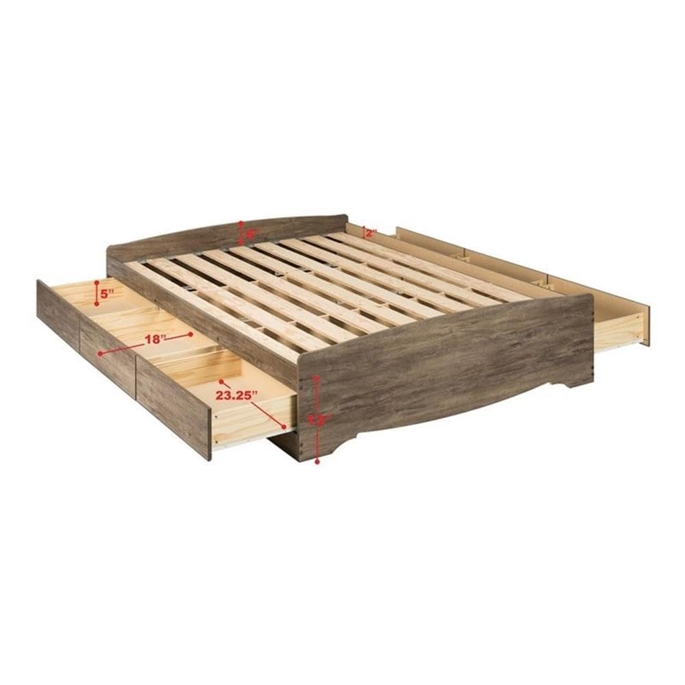 Home Square 3-Piece Queen Bedroom Set - Platform Bed with 2 Tall Nightstands with Drawers | Modern Bedroom Furniture for Small Spaces & Guest Rooms