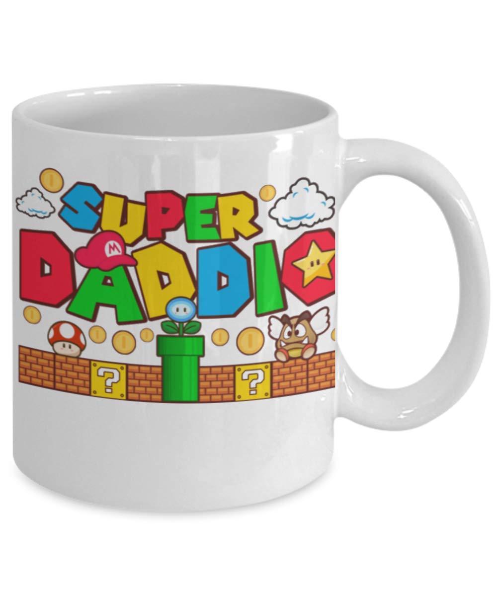 Super Daddio Coffee Mug - Best Dad Ever Gift for Father's Day, Super Mario Themed Coffee Cup - Perfect for Office, Home & Gifting