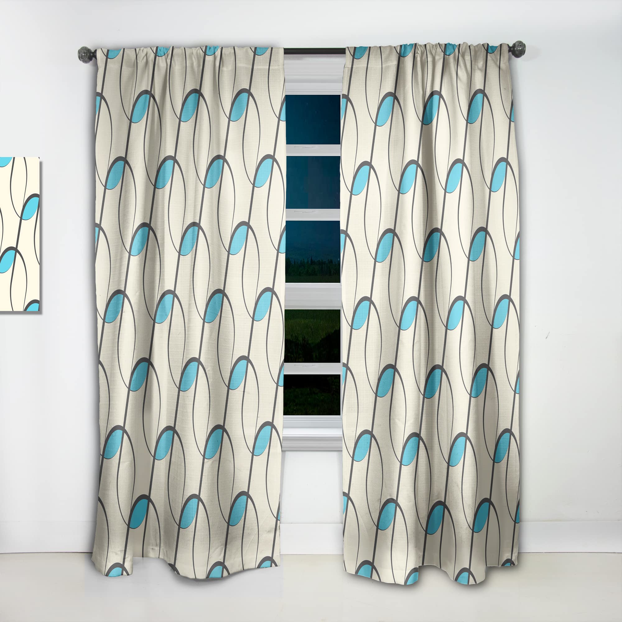 Retro Geometric Abstract Minimalist Pattern Curtains - Thermal Insulated Single Panel (52x84 inches) for Bedroom & Living Room - Blackout Window Drapes for Home Decor & Privacy