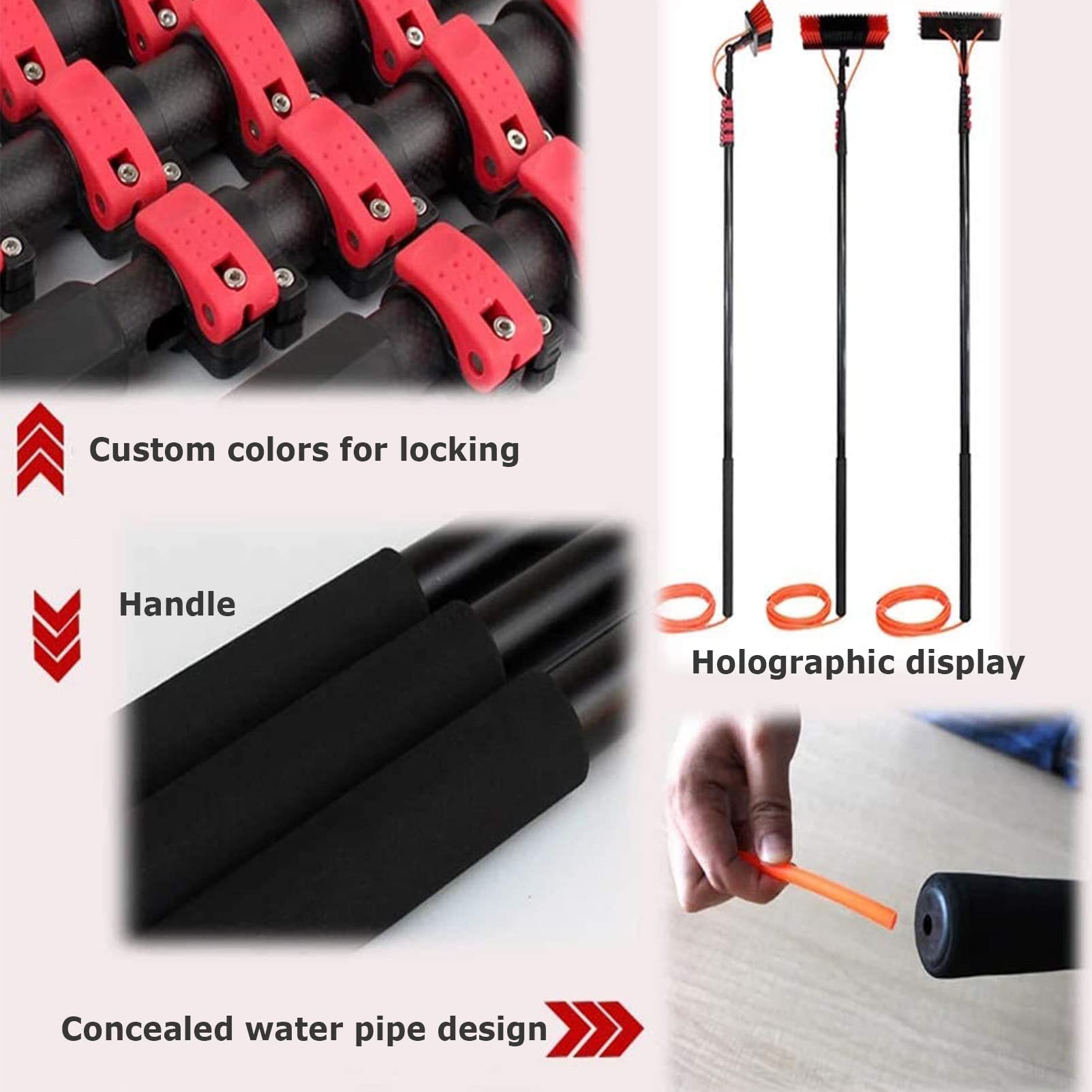 ANUU Water Fed Pole Window Cleaning Kit with 12-39 Feet Telescoping Pole, 55cm Brush & 24FT Hose - Perfect for High-Rise Windows, Solar Panels, and Hard-to-Reach Surfaces