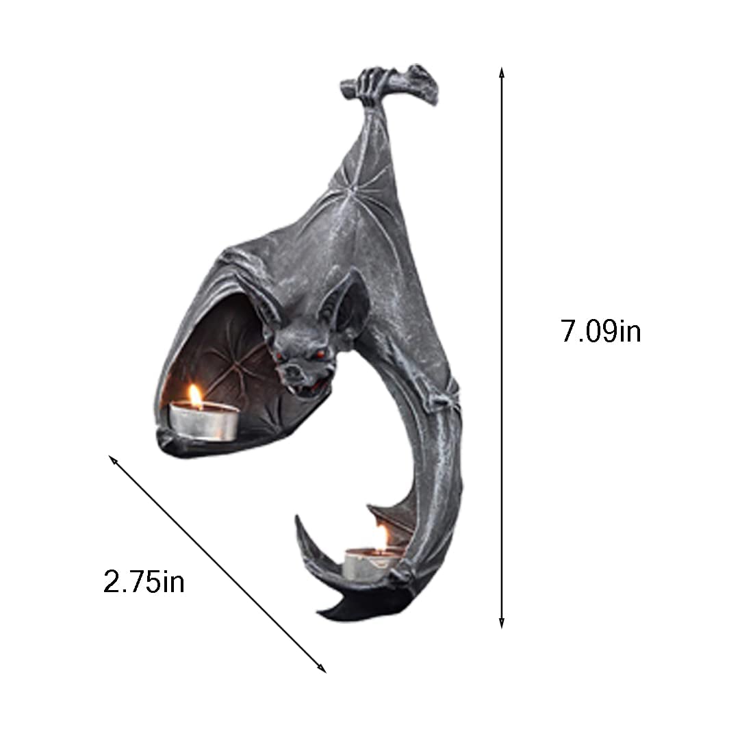 Rustic Medieval Bat Wall Sconce Candle Holder - Halloween Tealight Hanging Decor for Living Room, Bathroom & Bedroom - Gothic Home Decor Sculpture (1PC)