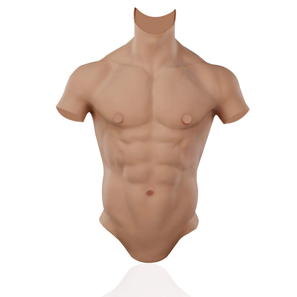 Realistic Silicone Male Muscle Chest Suit - Half-Body Fake Muscle Torso for Cosplay, Crossdressing & Halloween Costumes - Perfect for Costume Parties, Theater Performances & Cosplay Events