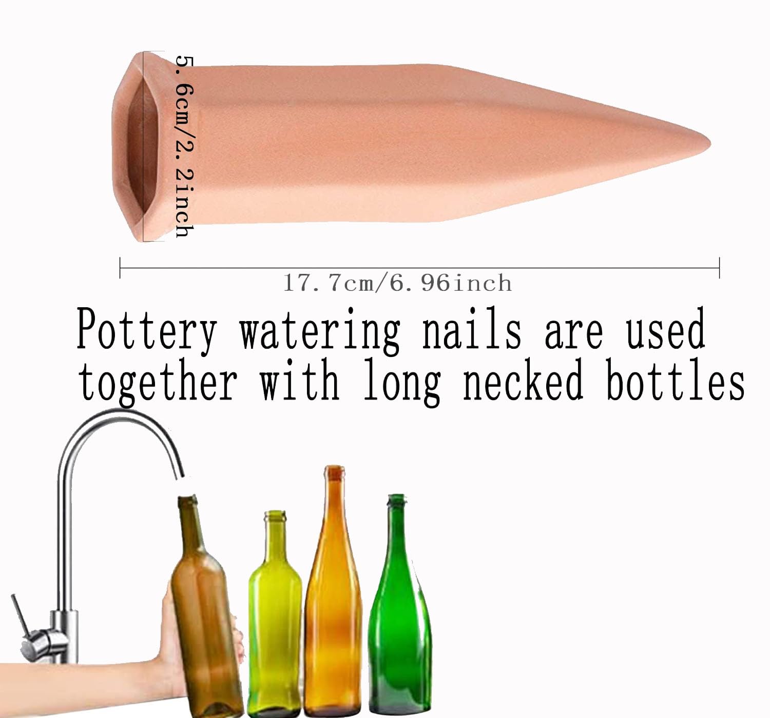 10 Pack Terracotta Self-Watering Spikes for Plants - Automatic Wine Bottle Watering System for Indoor/Outdoor Gardens, Potted Plants & Vacation Plant Care