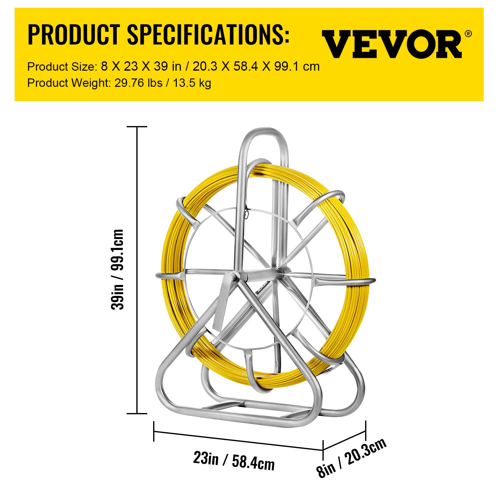 Happybuy 6MM Fiberglass Fish Tape - Electrical Wire Pulling Tool for Conduit & Cable Installation - Ideal for Electricians, DIY Home Wiring & Construction Projects