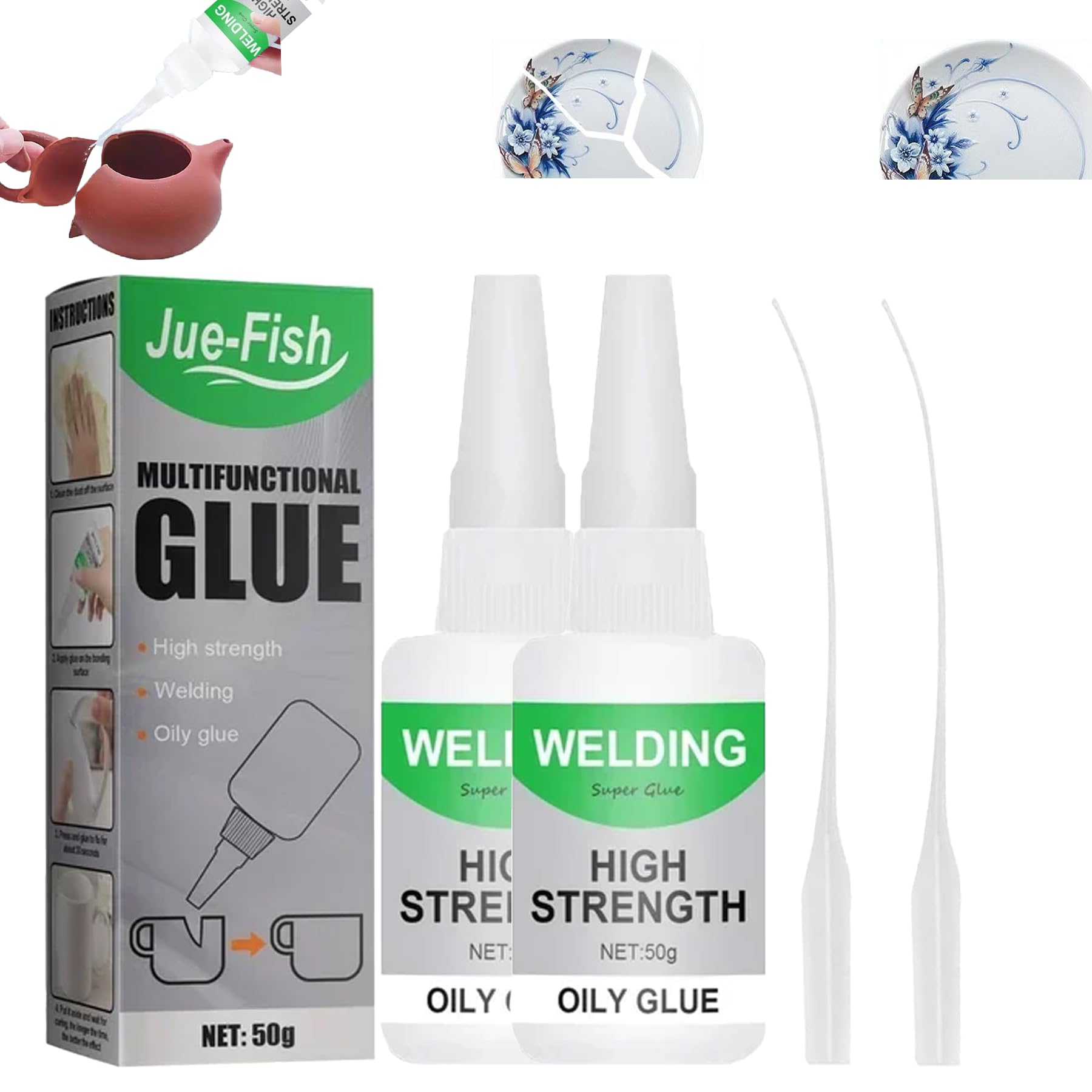 Premium Jue Fish Glue - High Strength Multi-Purpose Adhesive for Metal, Wood & Plastic - Oil-Resistant Welding Glue (2-Pack) - Ideal for DIY Repairs, Crafts & Industrial Bonding