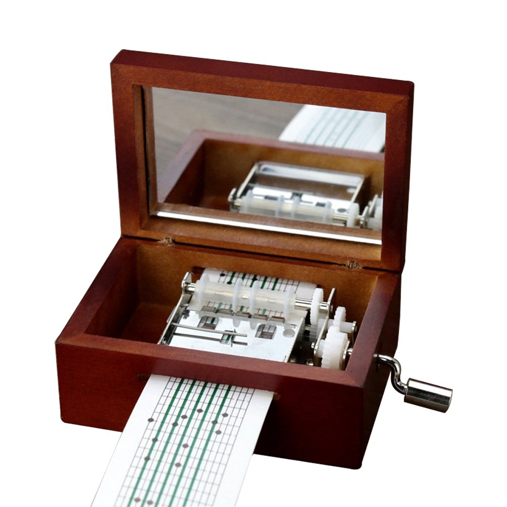 Vintage Wood 15-Note Hand Crank Music Box - Perfect Gift for Weddings & Anniversaries