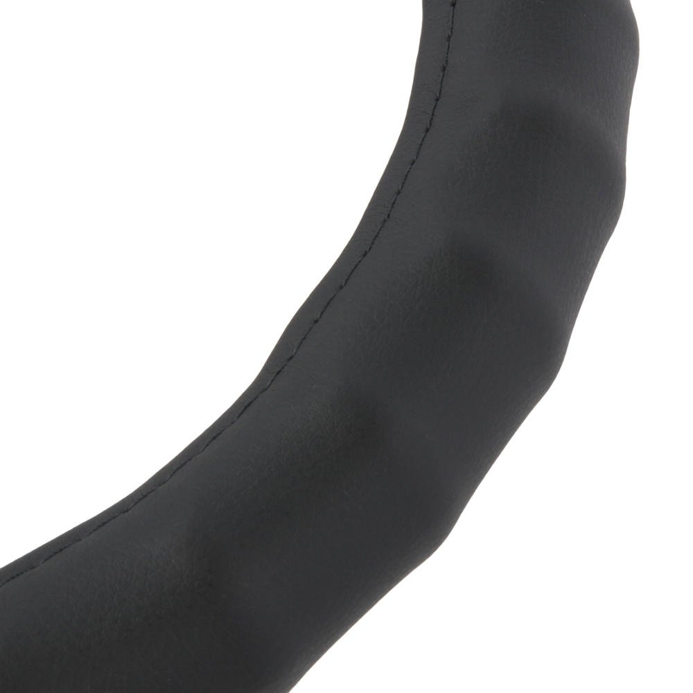 Premium Motor Trend Ergonomic Grip Steering Wheel Cover - Genuine Leather (Black) for Cars, SUVs & Boats (13.5-14.5