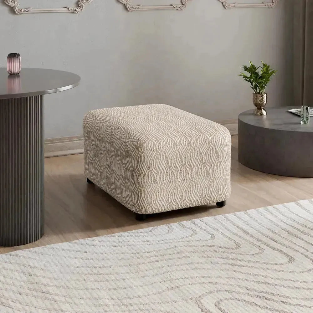 Medium Ottoman Slipcover - Jacquard 3D Collection | Stylish Furniture Cover for Living Room, Bedroom & Office Decor